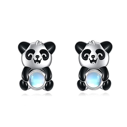 Panda Ohrringe Ohrstecker für Mondstein Damen Mädchen 925 Sterling Silber Tierohrringe süße Tier Schmuck Geschenk für Frauen Mutter Tochter von YAFEINI