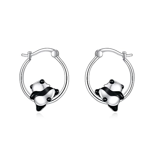 Panda Ohrringe für Damen 925 Sterling Silber Panda Creolen Ohrringe für Mädchen Kinder Tier Schmuck Geschenk von YAFEINI