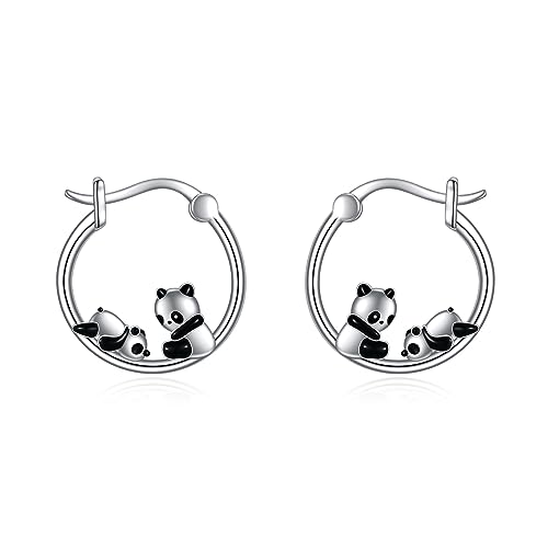 Panda Ohrringe für Damen 925 Sterling Silber Panda Creolen Ohrringe für Mädchen Panda Schmuck Geschenk von YAFEINI