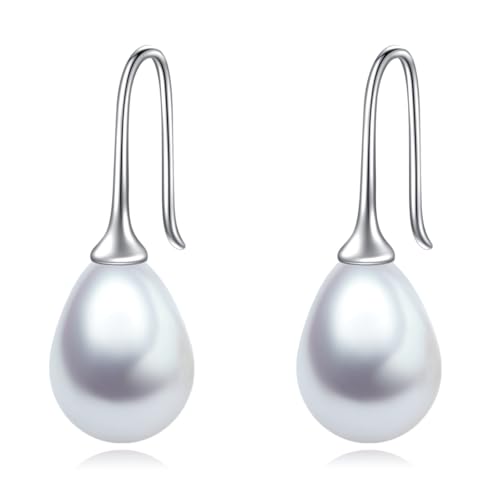 Perle Ohrringe Pull-Through Ohrringe Sterling Silber Perlen Einfädler Lange Piercing Ohrlinie Ohrtropfen Ohrschmuck für Damen (Pearl) von YAFEINI