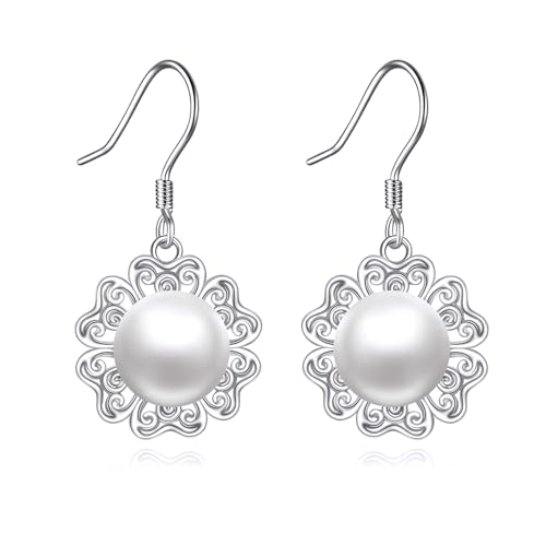 Perlen Ohrringe für Damen 925 Sterling Silber Schmuck Geschenke für Mama Mutter Mädchen Freunde von YAFEINI