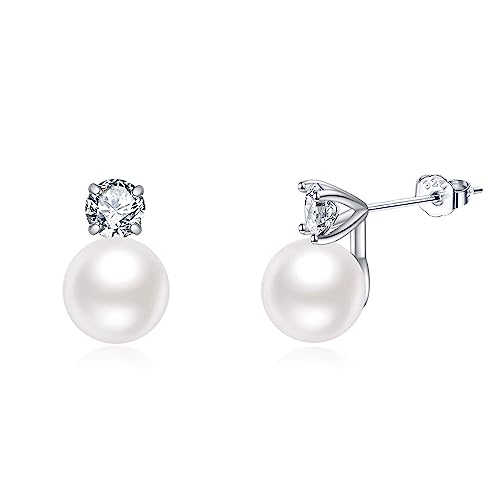Perlen Ohrringe für Damen 925 Sterling Silber Zirkonia Perlen Ohrstecker Schmuck Geschenke für Mama Mutter Mädchen Freunde Perlen Ohrringe für Damen 925 Sterling Silber Zirkonia Perlen Ohrstecker Schmuck Geschenke für Mama Mutter Mädchen Freunde von YAFEINI