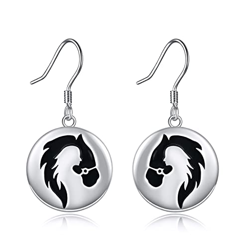 Pferd Ohrringe für Mädchen 925 Sterling Silber Pferd Ohrringe Schmuck Geschenk für Damen (Pferdemädchen-Ohrringe) von YAFEINI