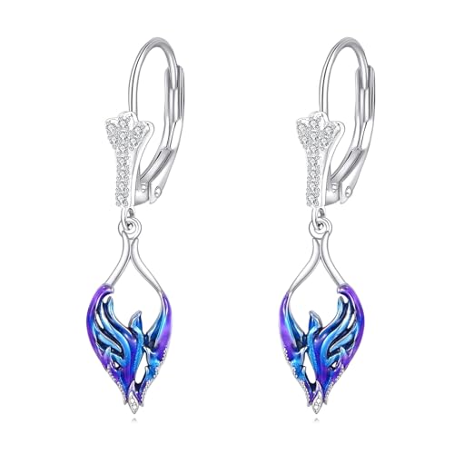 Phönix Ohrringe für Damen 925 Sterling Silber Blau Phönix Ohrhänger mit Zirkon Phönix Schmuck Geschenke für Ehefrau Tochter Mutter von YAFEINI