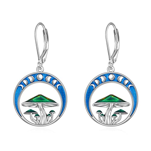 Pilz Ohrringe für Damen Sterling Silber Pilz Ohrhänger Mond Pilz Tier Schmuck Geschenke für Mädchen Freund (Pilz Ohrringe) von YAFEINI