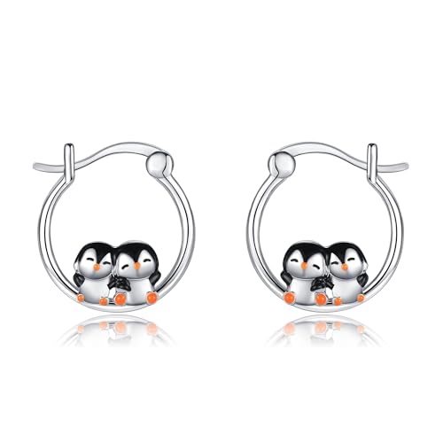 Pinguin Ohrringe Sterling Silber Pinguin Hoop Ohrringe Pinguin Schmuck Geschenke für Frauen Mädchen von YAFEINI