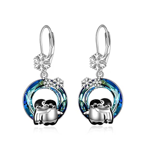 Pinguin Ohrringe Pinguin Geschenke für Frauen 925 Sterling Silber Kristall Pinguin Weihnachtsschmuck für Schwester von YAFEINI