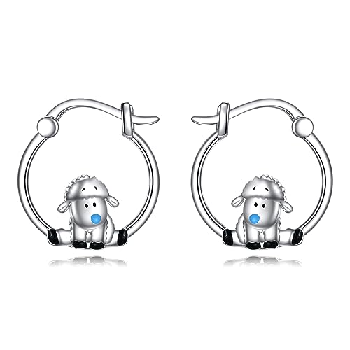 Schaf Ohrringe für Damen 925 Sterling Silber Nilpferd Creolen Ohrringe für Mädchen Schaf Schmuck Geschenk von YAFEINI