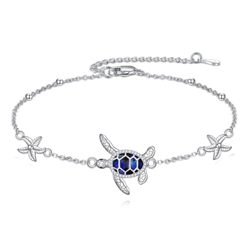 Schildkröte Fußkettchen für Damen Sterling Silber zierliche verstellbare Knöchel Armbänder Strand Knöchel Armbänder Schildkröte Schmuck Geschenke von YAFEINI