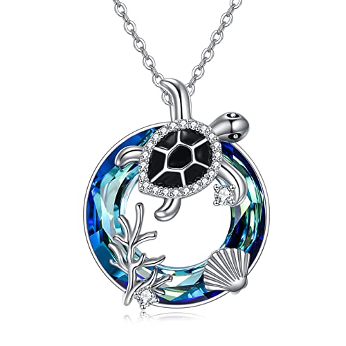 Schildkröte Halskette 925 Sterling Silber Kristall Schildkröte Schmuck Geschenke für Frauen von YAFEINI