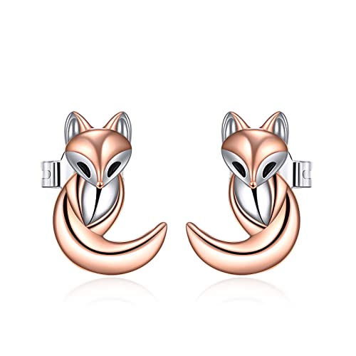 Fuchs Ohrstecker 925 Sterling Silber Fuchs Ohrringe Glücksbringer Tier Ohrstecker Schmuck Geschenke für Damen Mutter Mutter Mädchen (Fuchs) von YAFEINI