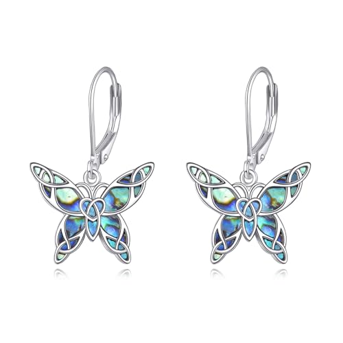 Schmetterling Ohrringe 925 Sterling Silber Keltische Tropfen Hängend Ohrhänger Schmetterling Schmuck Geschenk für Damen Mädchen (Keltische-01) von YAFEINI
