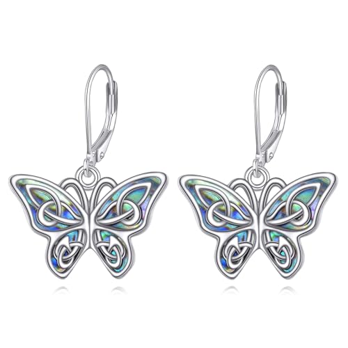 Schmetterling Ohrringe 925 Sterling Silber Keltische Tropfen Hängend Ohrhänger Schmetterling Schmuck Geschenk für Damen Mädchen (Keltische-02) von YAFEINI