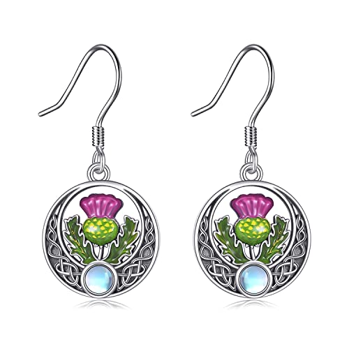 Schottische Distel Ohrring 925 Sterling Silber Schottisches Symbol der Liebe Keltischer Knoten Anhänger Ohrring Schmuck Schottische Distel Anhänger Schmuck Geschenk Für Frauen Mädchen von YAFEINI