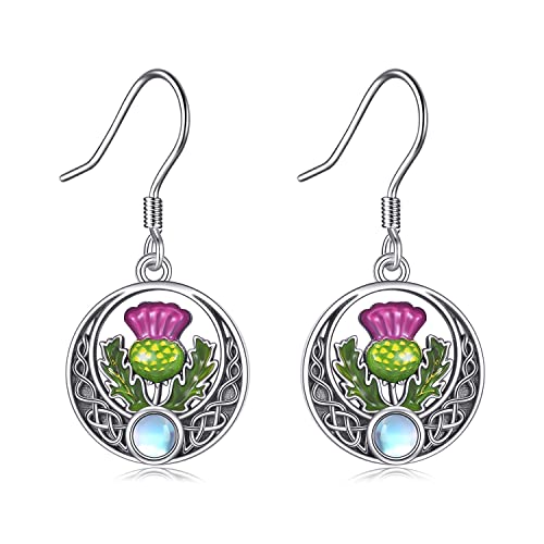 Schottische Distel Ohrringe 925 Sterling Silber - Symbol der Liebe Keltischer Knoten Ohrring Schmuck Geschenk Für Damen Mädchen von YAFEINI