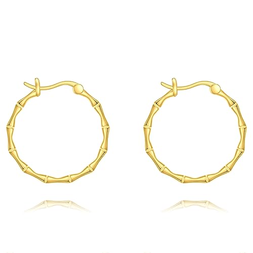 Silber Bambus Creolen Sterling Silber Kreis Endlos große Creolen Schmuck Modisch Vergoldet Creolen für Damen und Mädchen Silber Bambus Creolen Sterling Silber Kreis Endlos große Creolen Schmuck Modisch Vergoldet Creolen für Damen und Mädchen von YAFEINI