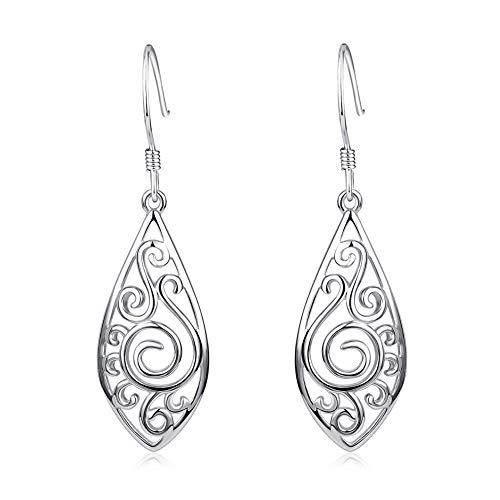 Ohrhänger Damen Silber 925 Teardrop Ohrringe Blume Schmuck Böhmen Geschenke Damen von YAFEINI