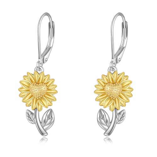 Sonnenblumen Ohrringe S925 Sterling Silber Sonnenblumen Ohrhänger Schmuck Geschenk für Damen Mädchen von YAFEINI