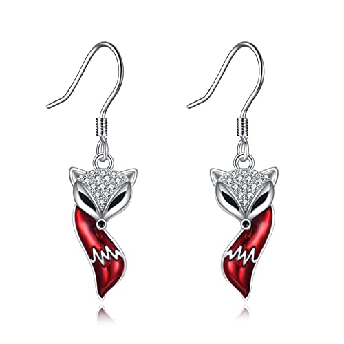 Fuchs Ohrringe für Damen 925 Sterling Silber Fuchs Ohrhänger Süßes Tier Ohrringe Fuchs Schmuck Geschenk für Frauen Mädchen von YAFEINI