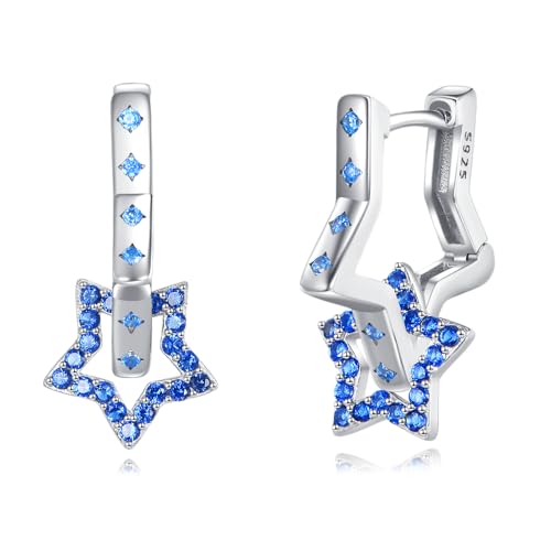 Stern Ohrringe Sterling Silber Dopplestern Creolen Stern Schmuck Geschenk für Damen Frauen von YAFEINI