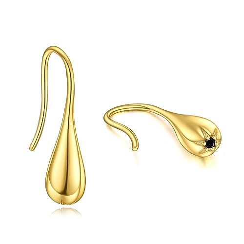 Gold Teardrop Ohrringe für Damen Mädchen Schwarze Gold 925 Sterling Silber Tropfenförmiger Schmuck Geschenk für Frauen Mutter Tochter von YAFEINI