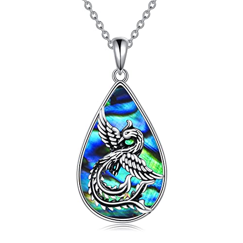 YAFEINI Teardrop Phoenix Halskette Geschenke für Frauen 925 Sterling Silber Nirvana of Phoenix Firebird Anhänger Schmuck für Mädchen Mutter Tochter von YAFEINI