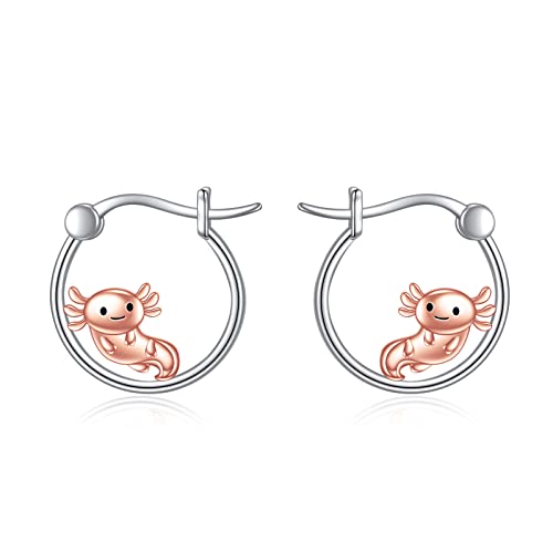 Axolotl Creolen Ohrringe 925 Sterling Silber Niedliche Axolotl Ohrringe Schmuck Geschenke für Damen Mädchen (Axolotl) von YAFEINI