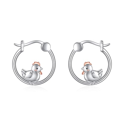 Küken Creolen Ohrringe 925 Sterling Silber Niedliche Küken Ohrringe Schmuck Geschenke für Damen Mädchen (Küken) von YAFEINI