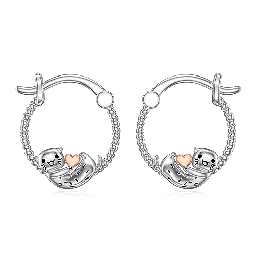 Seelöwe Creolen Ohrringe 925 Sterling Silber Niedliche Tier Creolen Hypoallergen Seelöwe Bär Ohrringe Schmuck Geschenke für Damen Mädchen von YAFEINI