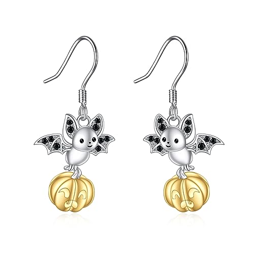 Fledermaus Ohrringe 925 Sterling Silber Kürbis Hängend Ohrhänger für Damen Mädchen Fledermaus Halloween Schmuck Geschenk von YAFEINI