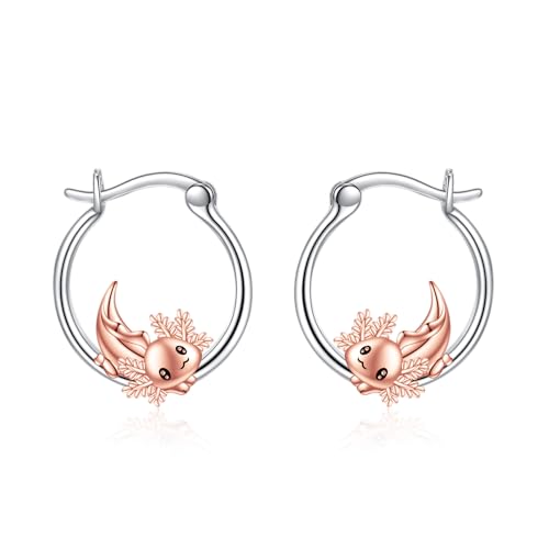 Axolotl Ohrringe für Damen 925 Sterling Silber Axolotl Creolen Ohrringe für Mädchen Kinder Axolotl Schmuck Geschenk von YAFEINI