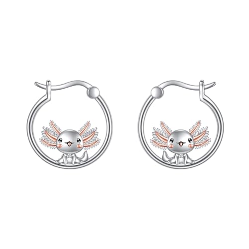 Axolotl Ohrringe für Damen Mädchen 925 Sterling Silber Axolotl Creolen Ohrringe Tier Geschenk Schmuck von YAFEINI