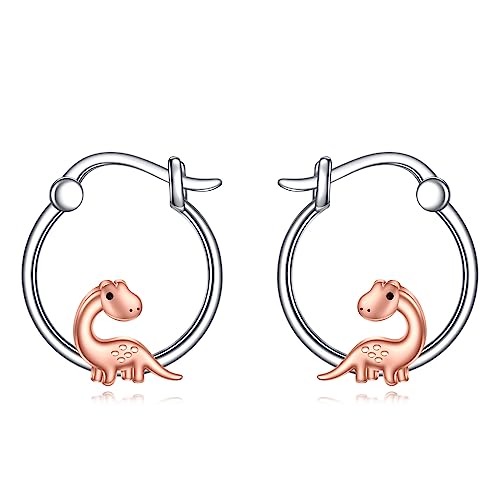 Dinosaurier Ohrringe für Damen 925 Sterling Silber Dino Creolen Ohrringe für Mädchen Dinosaurier Schmuck Geschenk von YAFEINI