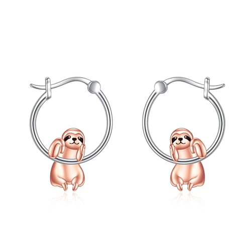 Faultier Ohrringe für Damen 925 Sterling Silber Faultier Creolen Ohrringe für Mädchen Faultier Schmuck Geschenk von YAFEINI