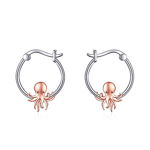 Oktopus Ohrringe für Damen 925 Sterling Silber Meerestiere Creolen Ohrringe für Mädchen Oktopus Schmuck Geschenk von YAFEINI