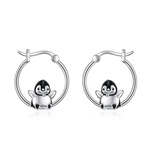 Pinguin Ohrringe für Damen 925 Sterling Silber Pinguin Creolen Ohrringe für Mädchen Pinguin Schmuck Geschenk von YAFEINI