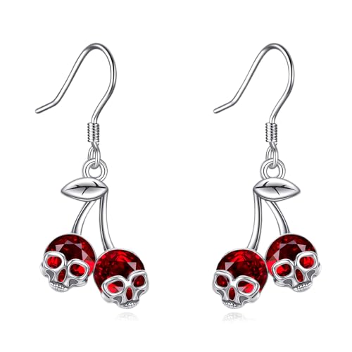Totenkopf Ohrringe Sterling Silber Gothic Kirsch Ohrhänger Schädel Schmuck Geschenk für Damen Frauen Totenkopf Ohrringe Sterling Silber Gothic Kirsch Ohrhänger Schädel Schmuck Geschenk für Damen Frauen von YAFEINI