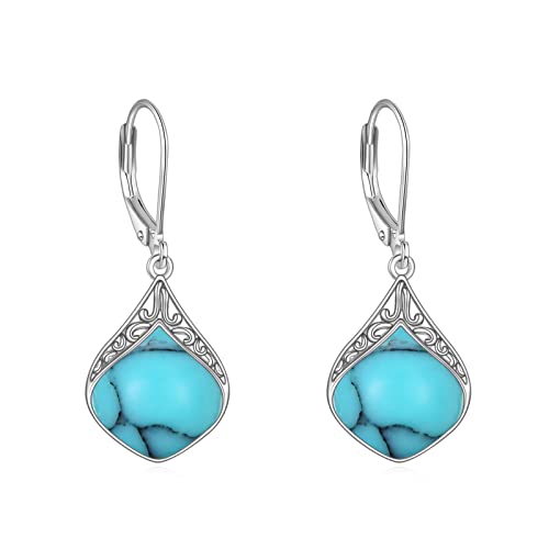 Türkis Ohrringe Sterling Silber Filigran Irisch Keltisch Türkisfarbene Tropfen Ohrringe Schmuck Geschenke für Damen von YAFEINI