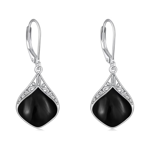 Turmalin Ohrringe für Damen 925 Sterling Silber Filigran Turmalin Tropfen Ohrringe Leverback Schmuck Geschenke von YAFEINI