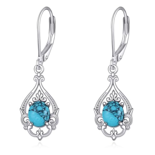 Türkis Ohrringe für Damen 925 Sterling Silber Türkis Tropfen Ohrhänger Vintage Ohrringe Schmuck Geburtstags Geschenke für Mädchen (Türkis Ohrringe) von YAFEINI