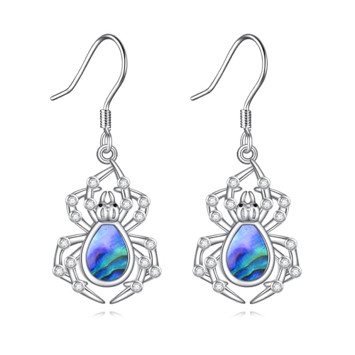 Spinne Ohrringe 925 Sterling Silber Spinne Ohrhänger Schmuck Geschenke Für Damen Mädchen (Abalone Muschel Spinnen Ohrringe) von YAFEINI