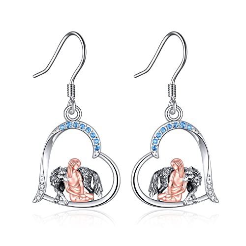 Wolf Ohrringe für Mädchen Wolf Ohrhänger 925 Sterling Silber Schmuck Geschenk für Damen Mädchen (Wolf Mädchen Ohrringe) von YAFEINI