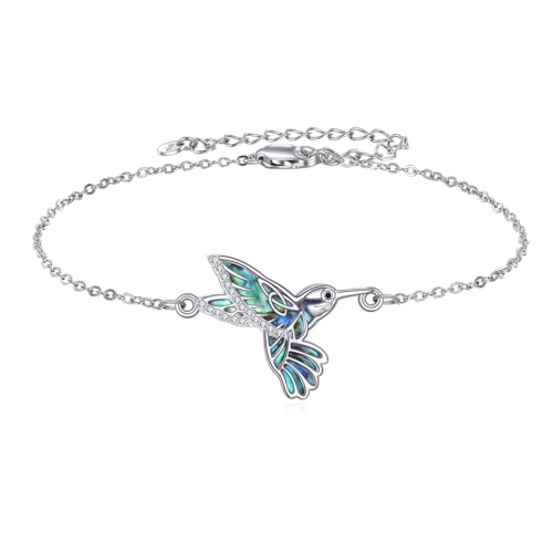 YAFEINI Abalone Muschel Kolibri Armbänder 925 Sterling Silber Vogel Armband Schmuck Geschenk für Damen Frauen YAFEINI Abalone Muschel Kolibri Armbänder 925 Sterling Silber Vogel Armband Schmuck Geschenk für Damen Frauen von YAFEINI