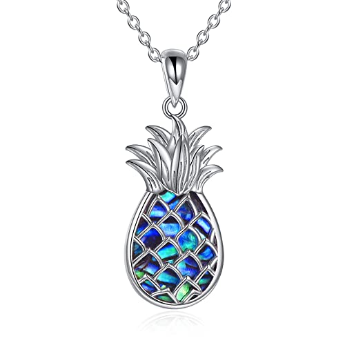 YAFEINI Ananas-Halskette, Sterlingsilber, Abalone-Muschel, Ananas-Anhänger, Schmuck, Muttertagsgeschenk für Frauen, Freundin von YAFEINI