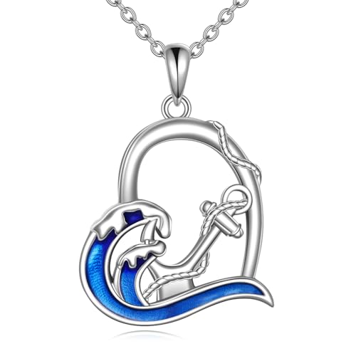 YAFEINI Anker Kette für Damen 925 Sterling Silber Nautische Halskette mit Anhänger Anker Schmuck Geschenke Marine Seemann Halskette für Frauen Tochter Ehefrau von YAFEINI