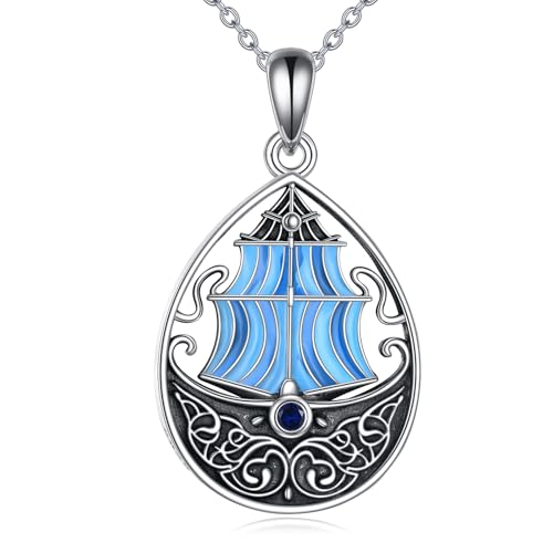 YAFEINI Anker Halskette für Damen 925 Sterling Silber Blau Ozean Herz Nautische Anhänger Kette Kristall Schmuck Geschenk für Mädchen Mutter Tochter (Navigation Kette) von YAFEINI