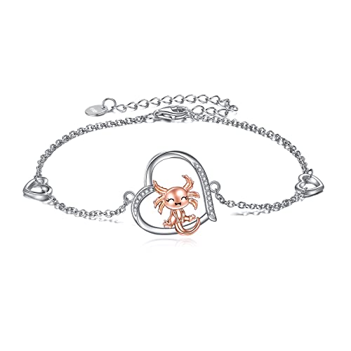YAFEINI Axolotl Geschenke Sterling Silber Axolotl Armband Herz Axolotl Schmuck für Frauen Mädchen Schmuck Geschenke von YAFEINI