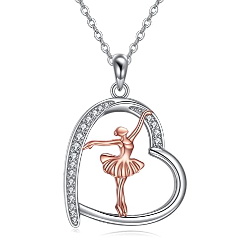 Ballett Kette Silber 925 Ballerina Anhänger Halskette Ballett Schmuck Tanzen Geschenk Damen von YAFEINI