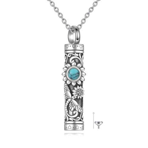YAFEINI Bar Libelle Urnenkette 925 Sterling Silber Türkis Urnenkette Feuerbestattungsschmuck Gedenkgeschenke für Frauen Männer von YAFEINI
