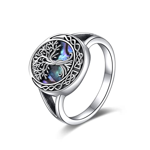 YAFEINI Baum des Lebens Ringe Sterling Silber Keltischer Knoten Baum des Lebens Ringe Stammbaum Schmuck Geschenke für Frauen (9) von YAFEINI